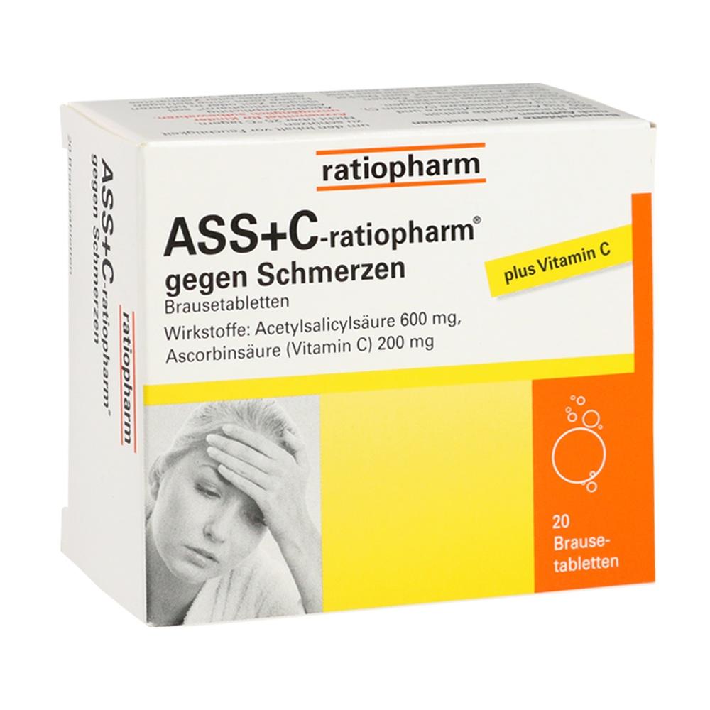ASS+C-ratiopharm gegen Schmerzen 20 St Brausetabletten