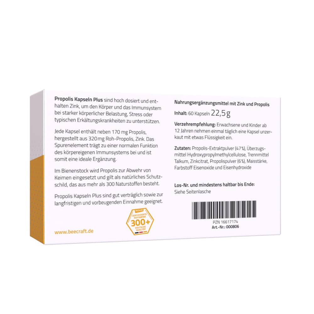 beecraft PROPOLIS Kapseln plus Zink 60 St Kapseln