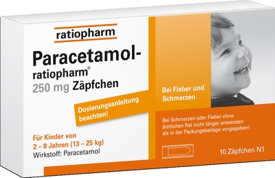 Paracetamol-ratiopharm 250mg Zäpfchen 10 St Kleinkinder-Suppositorien