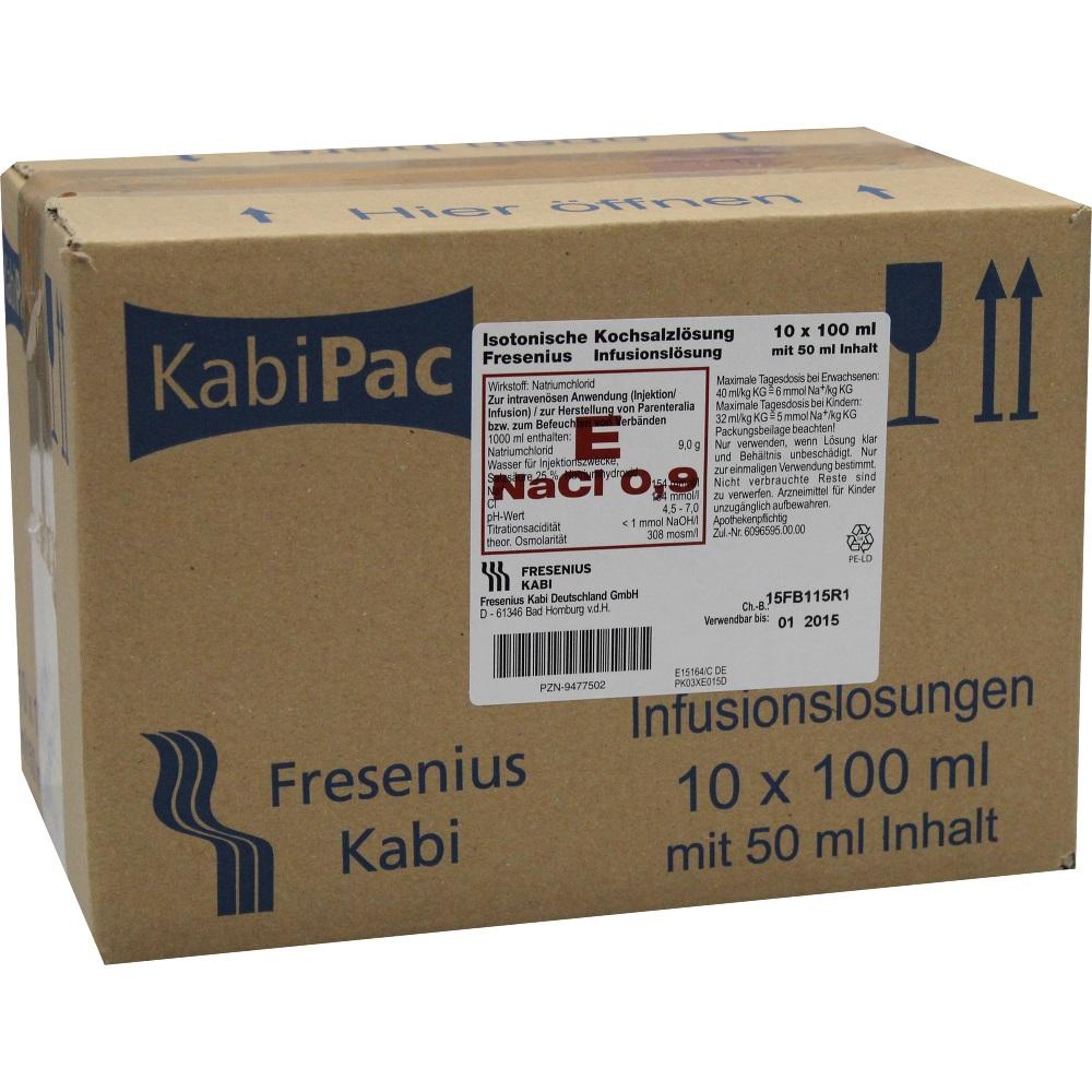 ISOTONISCHE Kochsalzlösung 100ml halbgefüllt 10X50 ml Infusionslösung
