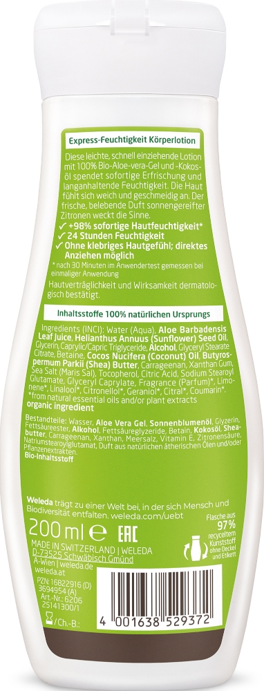 Weleda Express-Feuchtigkeit Körperlotion Citrus 200 ml Lotion