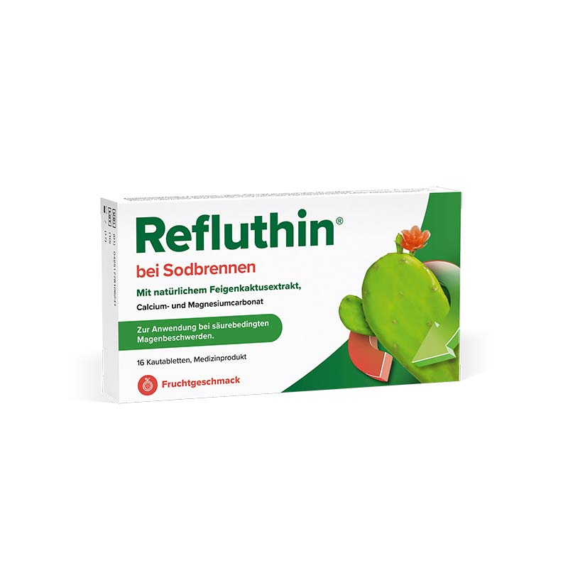 Refluthin bei Sodbrennen Fruchtgeschmack 16 St Kautabletten