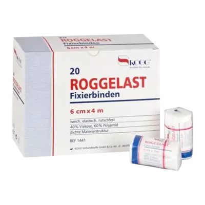 ROGGELAST Fixierbinden 6 cmx4 m in Cellophan 1 St Binden