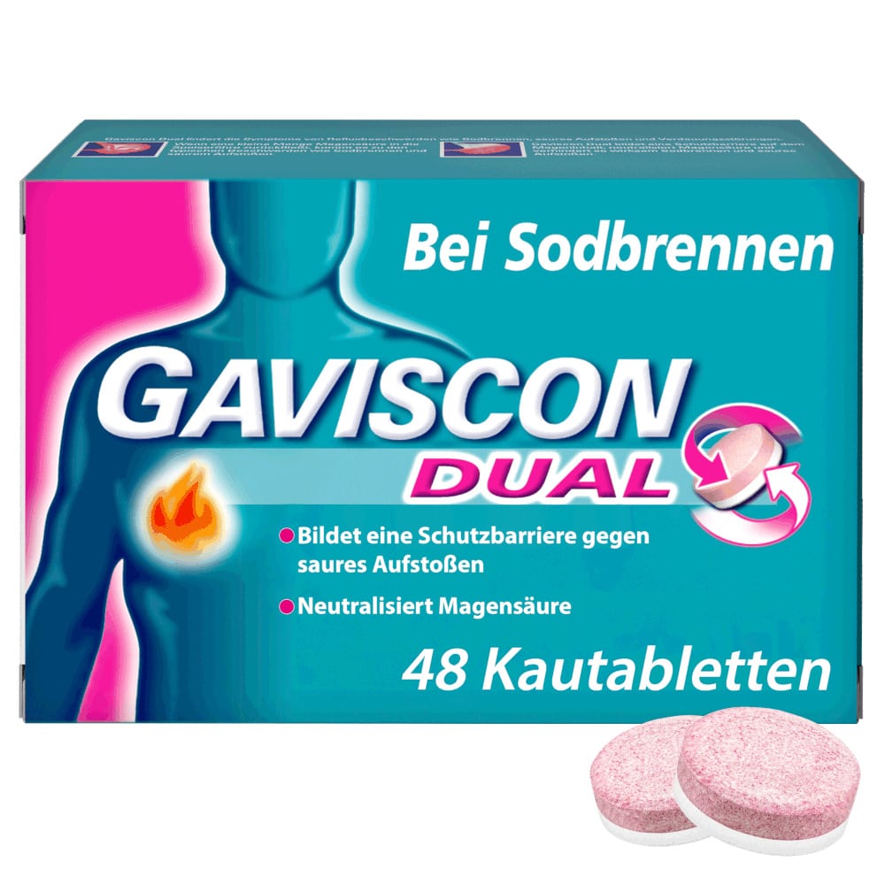 GAVISCON DUAL bei Sodbrennen 48 St Kautabletten