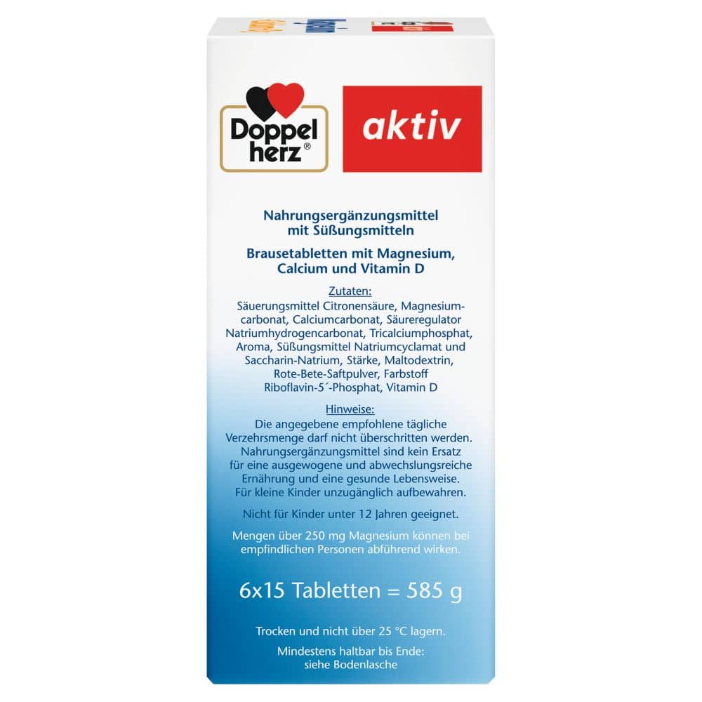 Doppelherz aktiv Magnesium + Calcium + D3 6X15 St Brausetabletten