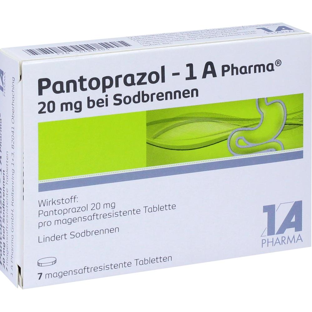 Pantoprazol-1A Pharma 20mg bei Sodbrennen 7 St Tabletten magensaftresistent