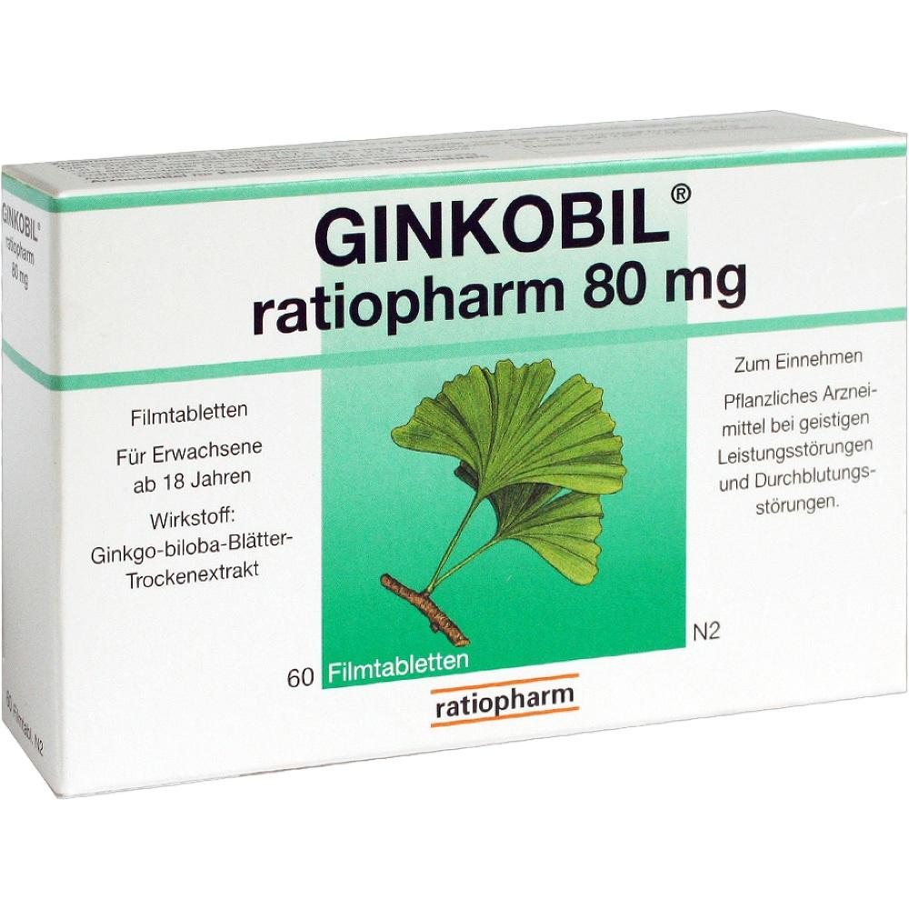 Ginkobil ratiopharm 80mg mit Ginkgo biloba 60 St Filmtabletten