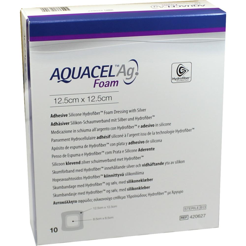 AQUACEL Ag Foam adhäsiv 12,5x12,5 cm Verband 10 St Verband