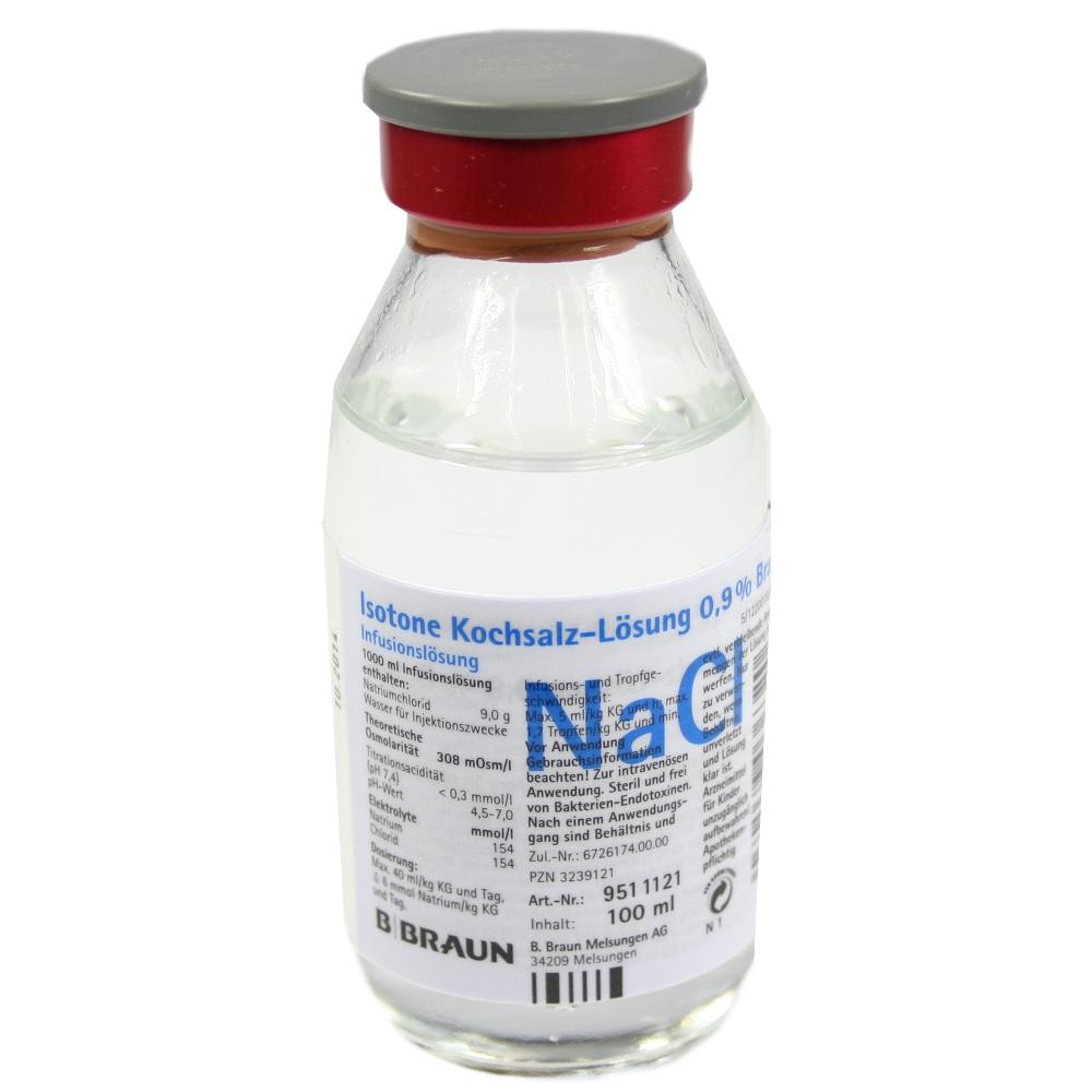 KOCHSALZLÖSUNG 0,9% Glasfl. 100 ml Infusionslösung