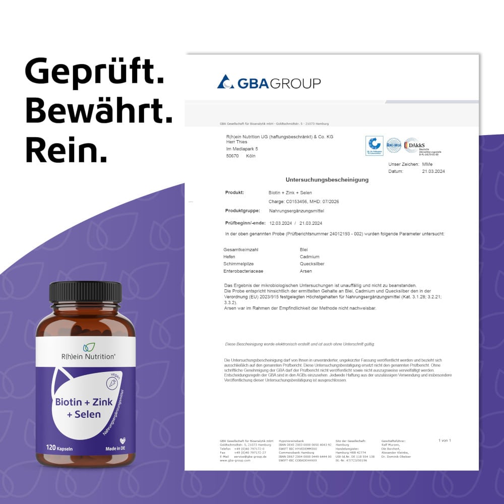 R(h)ein Nutrition BIOTIN + ZINK + SELEN 120 St Kapseln