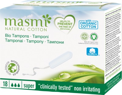 masmi Bio Tampons Super 100% Bio-Baumwolle 18 St Tampon