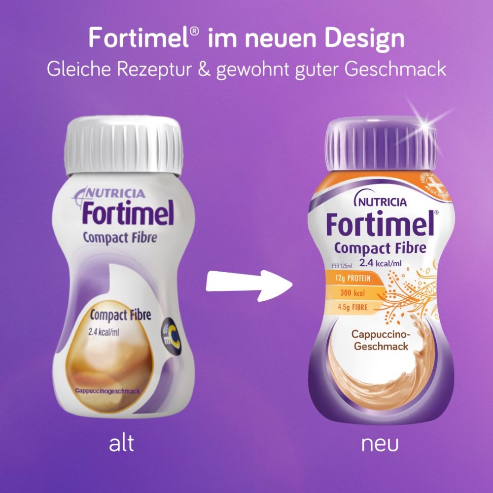 Fortimel Compact Fibre 2.4 Trinknahrung Cappuccino 4X125 ml Flüssigkeit