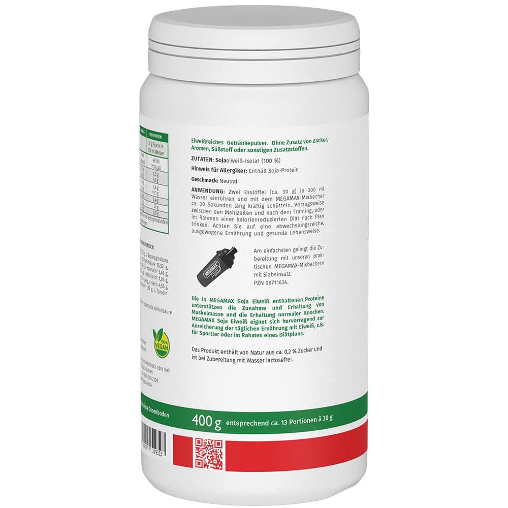 MEGAMAX Nutrition Soja Eiweiß 400 g Pulver