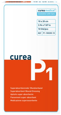 CUREA P1 superabsorb.Wundauflage 10x20 cm 10 St Kompressen