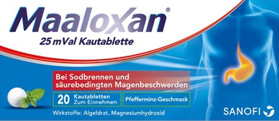 MAALOXAN Kautabletten bei Sodbrennen & Magenschmerzen 20 St Kautabletten