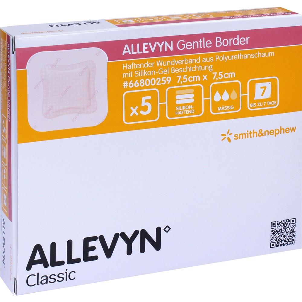 ALLEVYN Gentle Border 7,5x7,5 cm Schaumverb. 5 St Verband