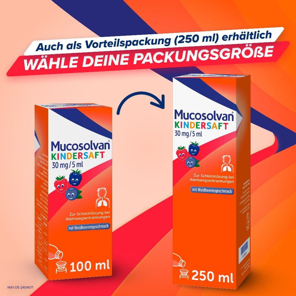 MUCOSOLVAN Kindersaft - Schleimlöser bei Husten 250 ml Lösung zum Einnehmen