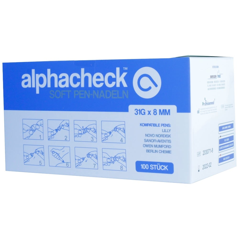 ALPHACHECK soft Pen-Nadeln 31 Gx8 mm 100 St Kanüle