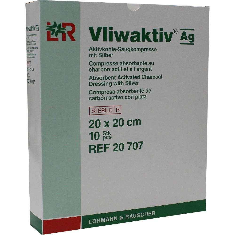 VLIWAKTIV AG Aktivkohle Saugkomp.m.Silber 20x20 cm 10 St Kompressen