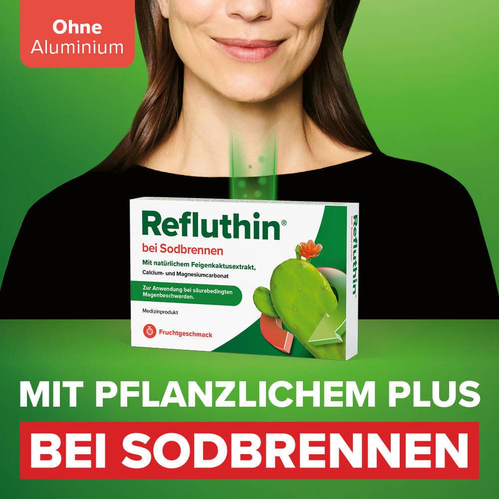Refluthin bei Sodbrennen Fruchtgeschmack 16 St Kautabletten