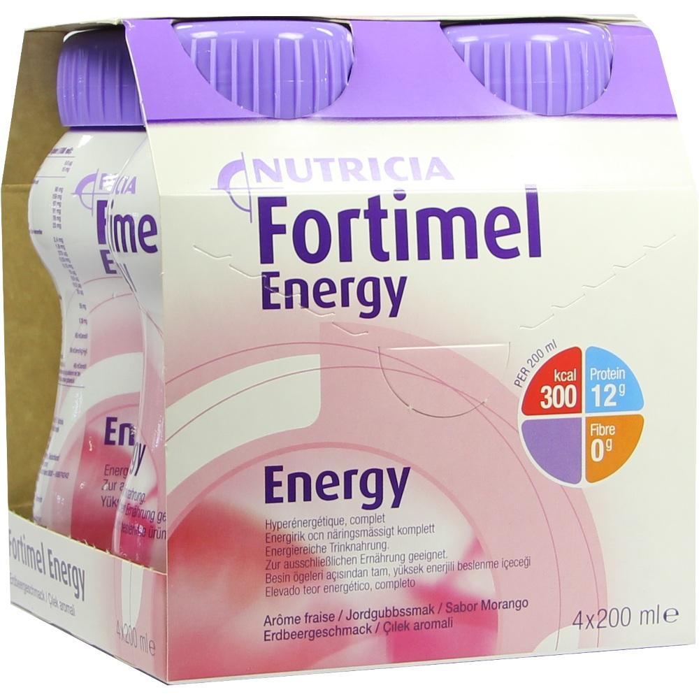 Fortimel Energy Trinknahrung Erdbeere 4X200 ml Flüssigkeit