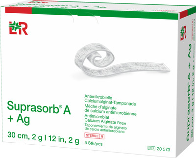 SUPRASORB A+Ag Antimik.Cal.Alginat Tamp.30 cm 2 g 5 St Tamponaden