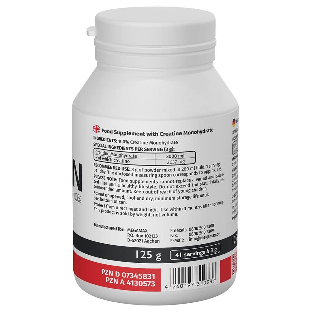 KREATIN MONOHYDRAT 100% Megamax Pulver 125 g Pulver