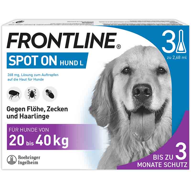 FRONTLINE SPOT-ON gegen Zecken, Flöhe und Haarlinge für Hunde L (20-40 kg) 3 St Lösung