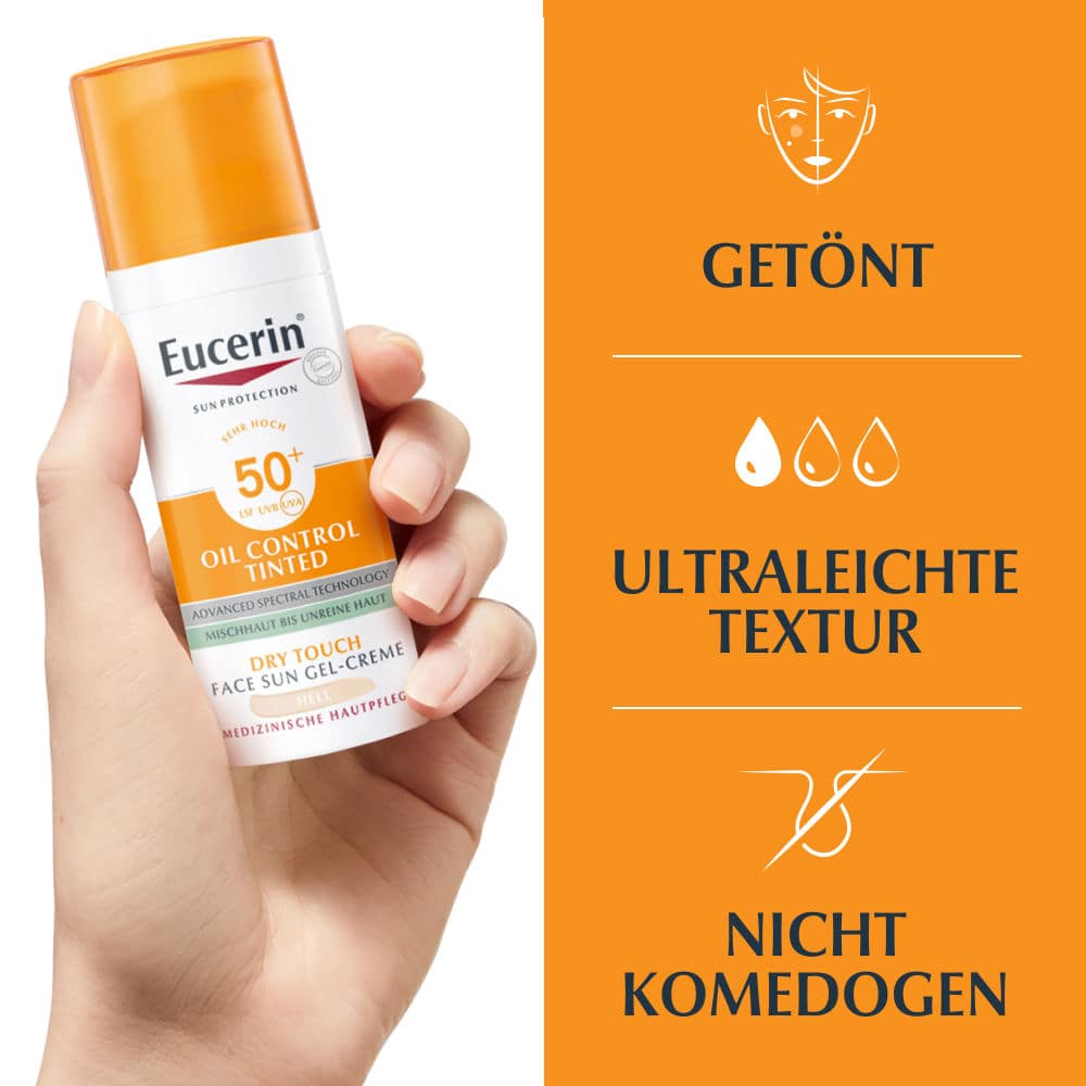 Eucerin OIL CONTROL TINTED FACE SUN GEL CREME LSF 50+ HELL 50 ml Creme