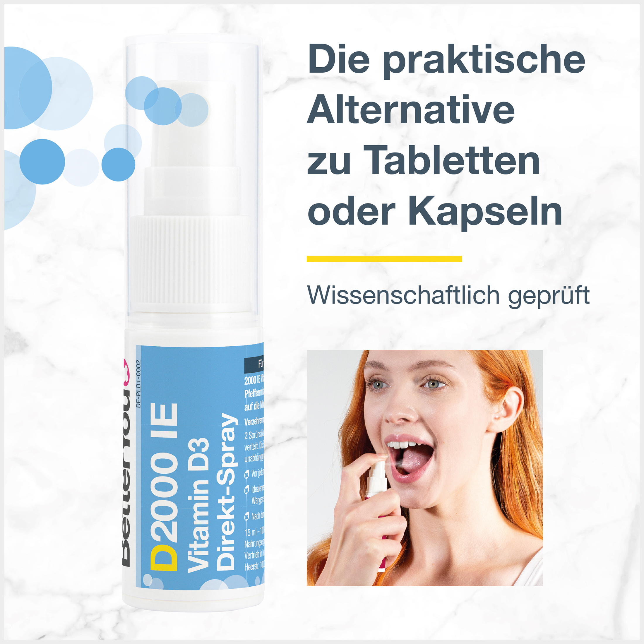 BetterYou D2000 IE Vitamin D3 Direkt-Spray 15 ml Spray BetterYou D2000 IE Vitamin D3 Direkt-Spray 15 ml Spray