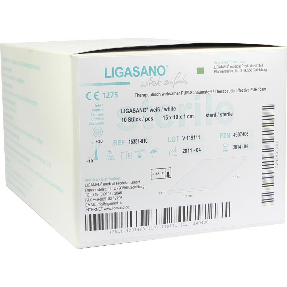LIGASANO weiß Verband 1x10x15 cm steril 10 St Kompressen