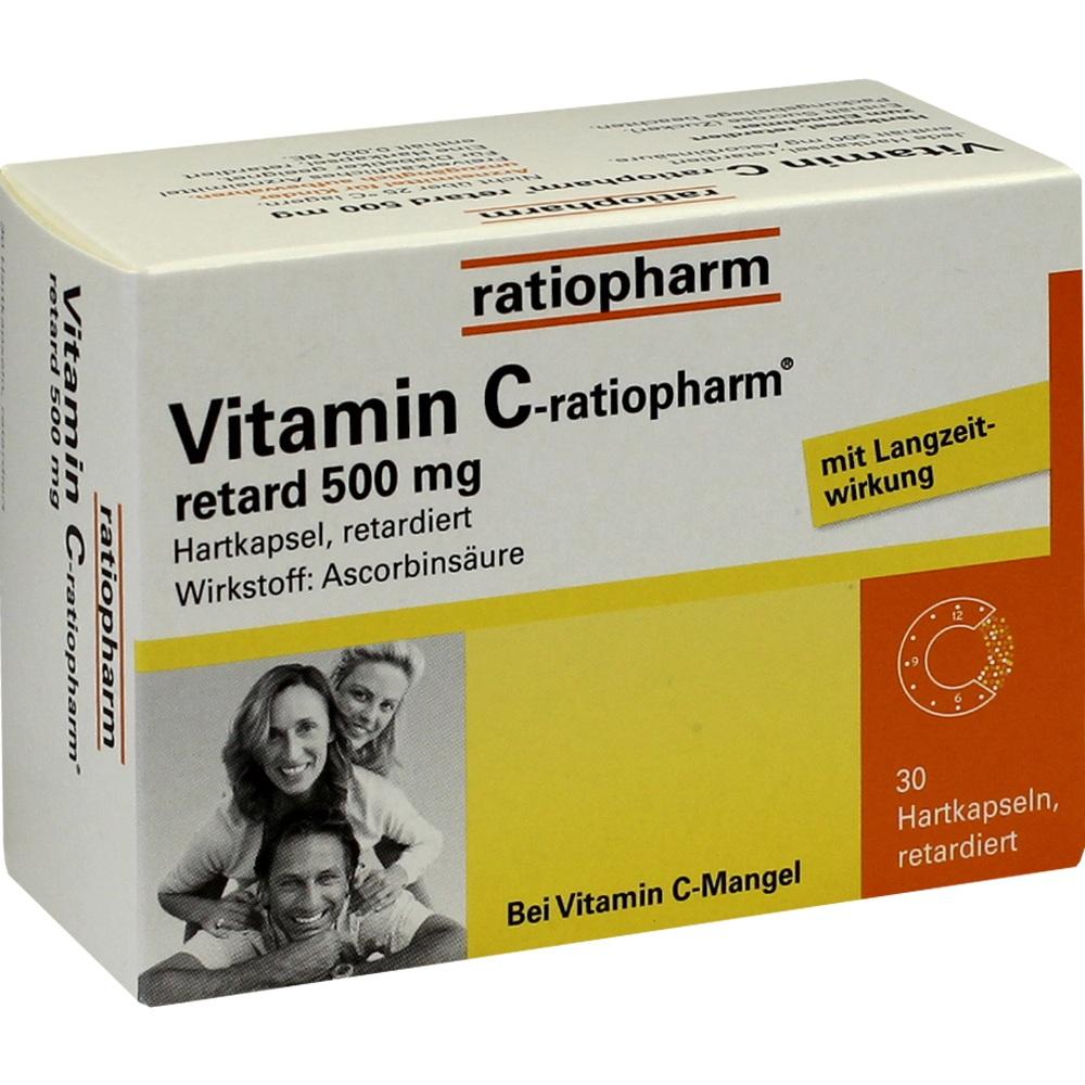 VITAMIN C RATIOPHARM retard 500 mg Kapseln 30 St Retard-Kapseln