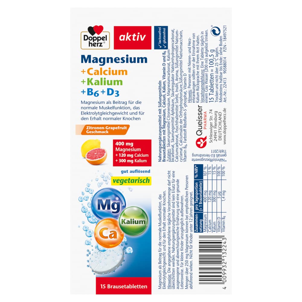 Doppelherz aktiv Magnesium + Calcium + Kalium 15 St Brausetabletten