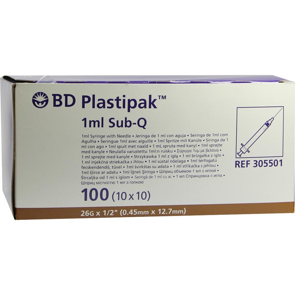 BD PLASTIPAK Spr.1 ml Sub-Q 26 G 1/2 einges.Ka. 100X1 ml Spritzen