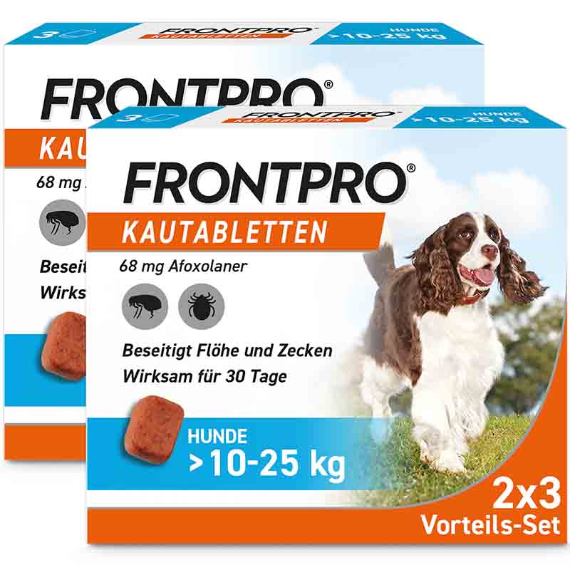 FRONTPRO Kautabletten Hunde >10 - 25 kg Doppelpack 2X3 St Kautabletten