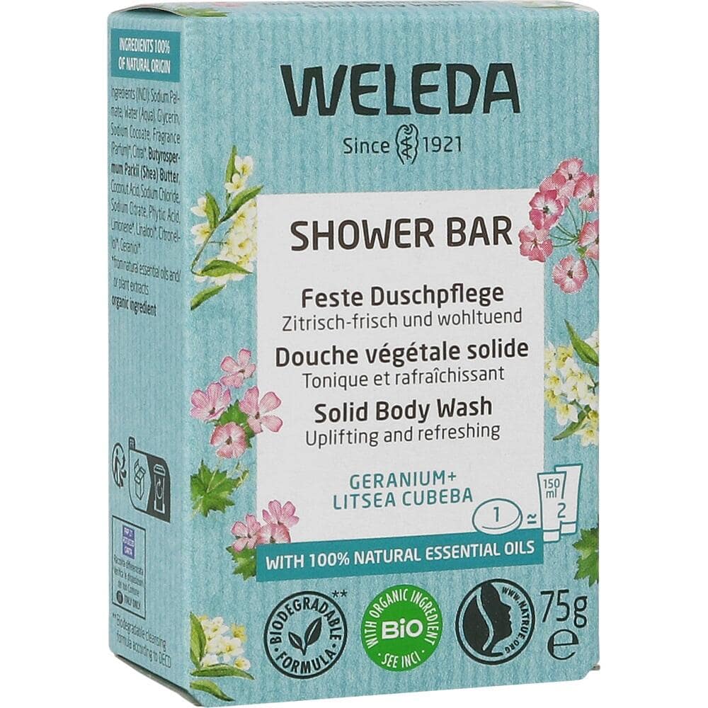 Weleda Feste Duschpflege Geranie + Litsea cubeba 75 g