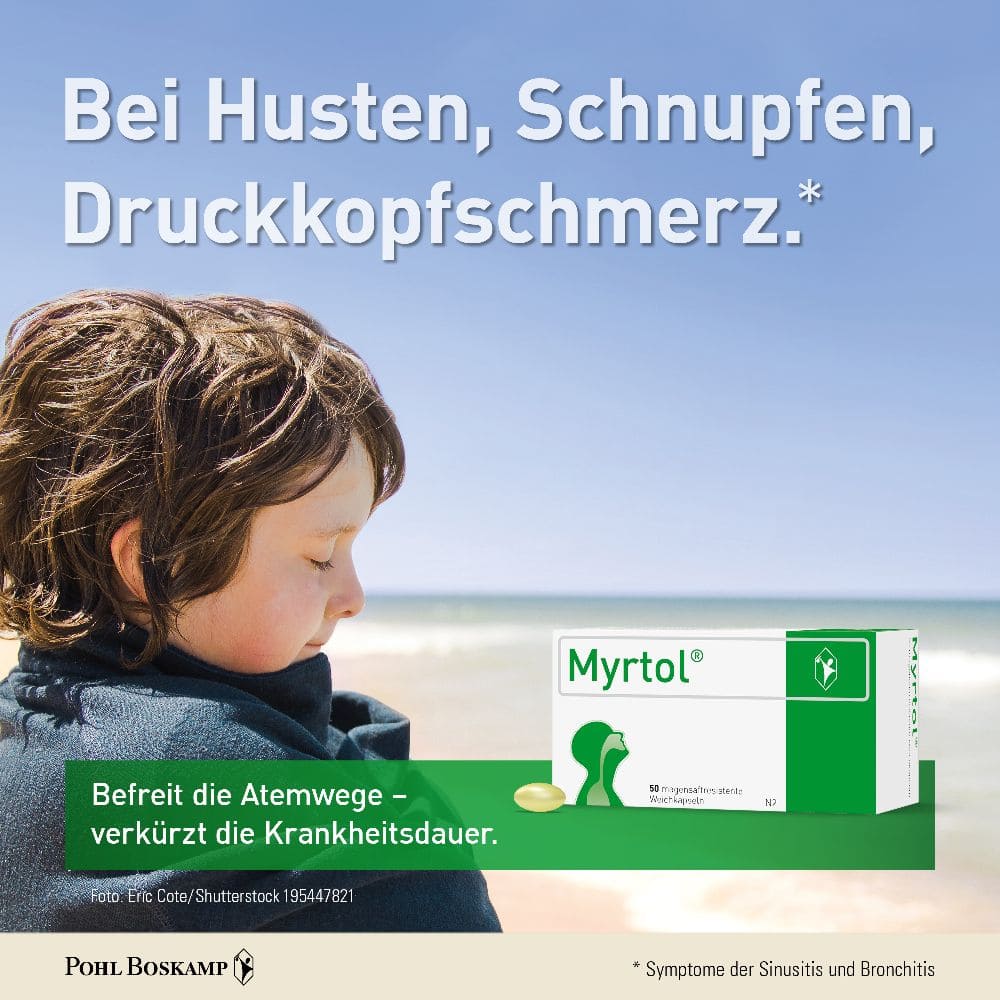 Myrtol der pflanzliche Schleimlöser für Kdr. ab 6 J. 50 Stk. 50 St Magensaftresistente Weichkapseln