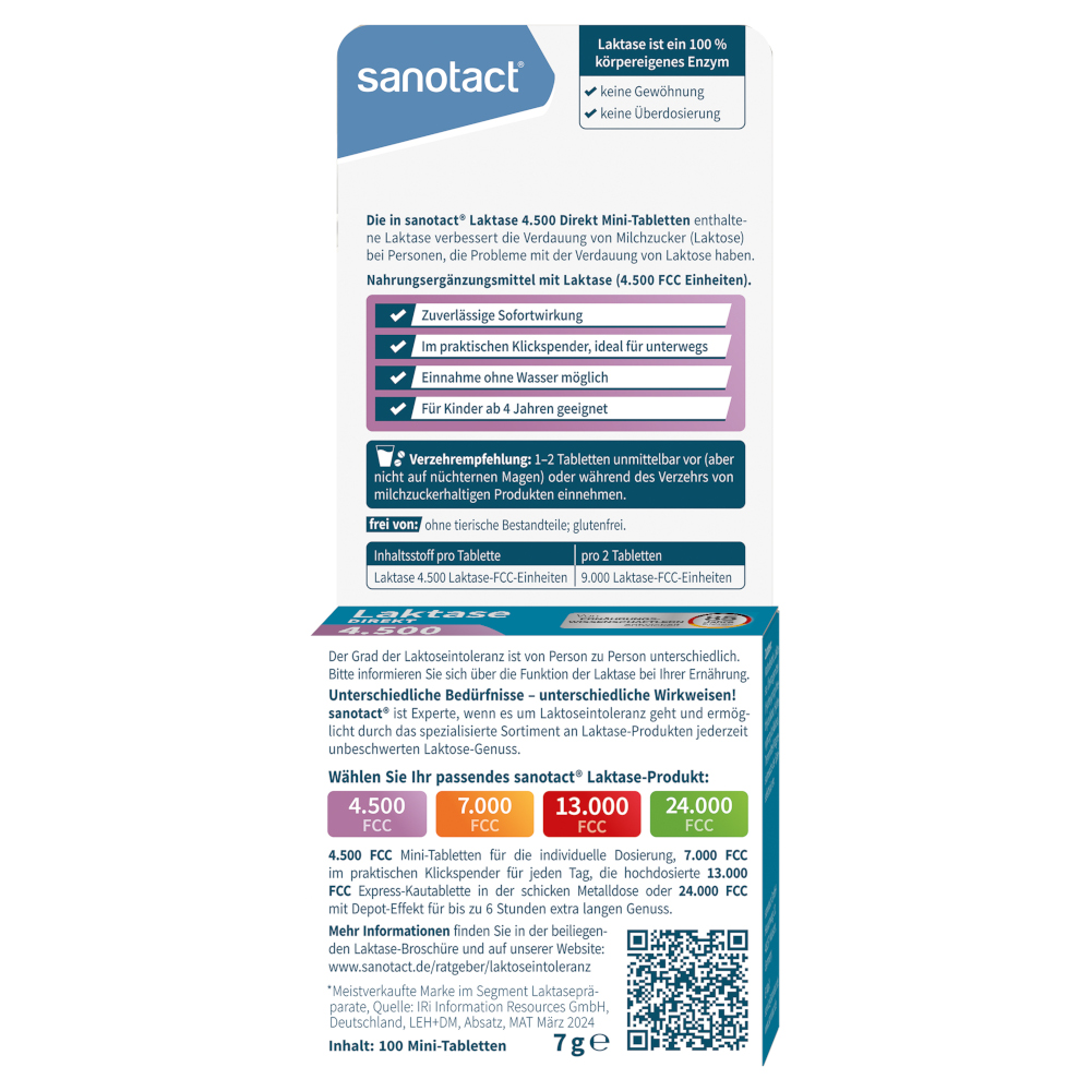 sanotact Laktase DIREKT 4.500 100 St Tabletten