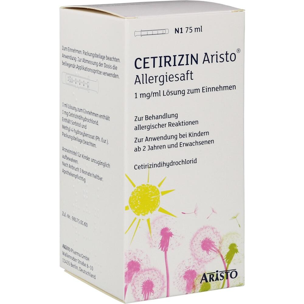 CETIRIZIN Aristo Allergiesaft 1 mg/ml 75 ml Lösung zum Einnehmen