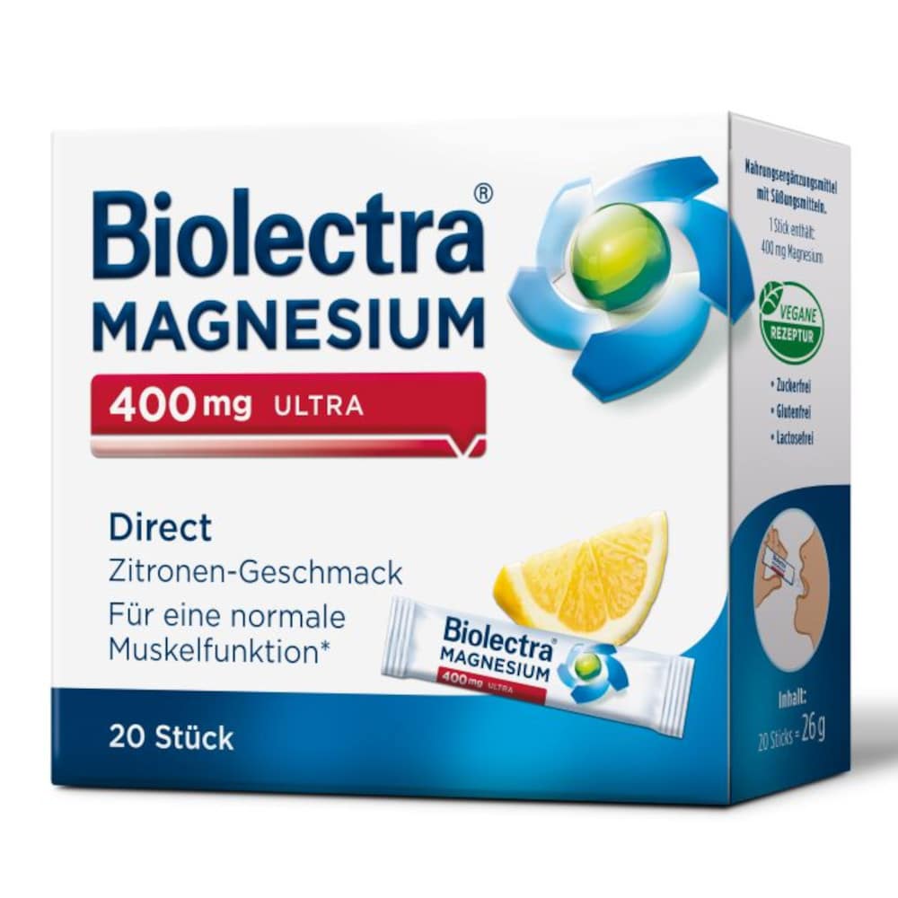 Biolectra MAGNESIUM 400mg ULTRA Direct Zitrone 20 St Pellets