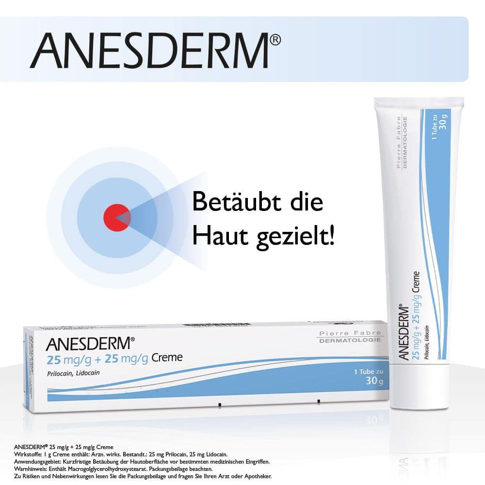 ANESDERM 25 mg/g + 25 mg/g Creme + 10 Pflaster 5X5 g Creme
