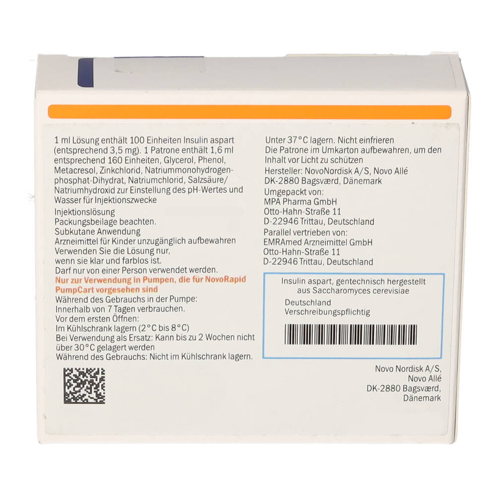 NovoRapid PumpCart 100 5X5X1.6 ml Injektionslösung