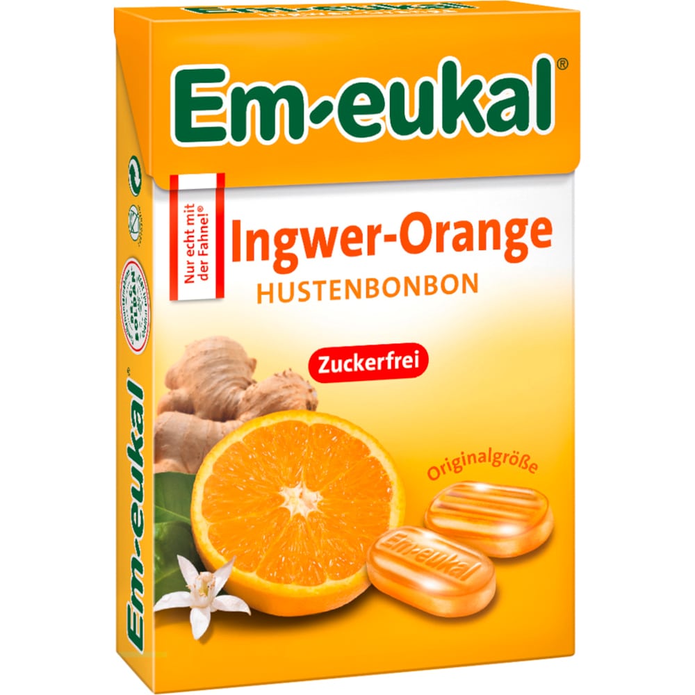 Em-eukal Ingwer-Orange zuckerfrei 50 g Bonbons