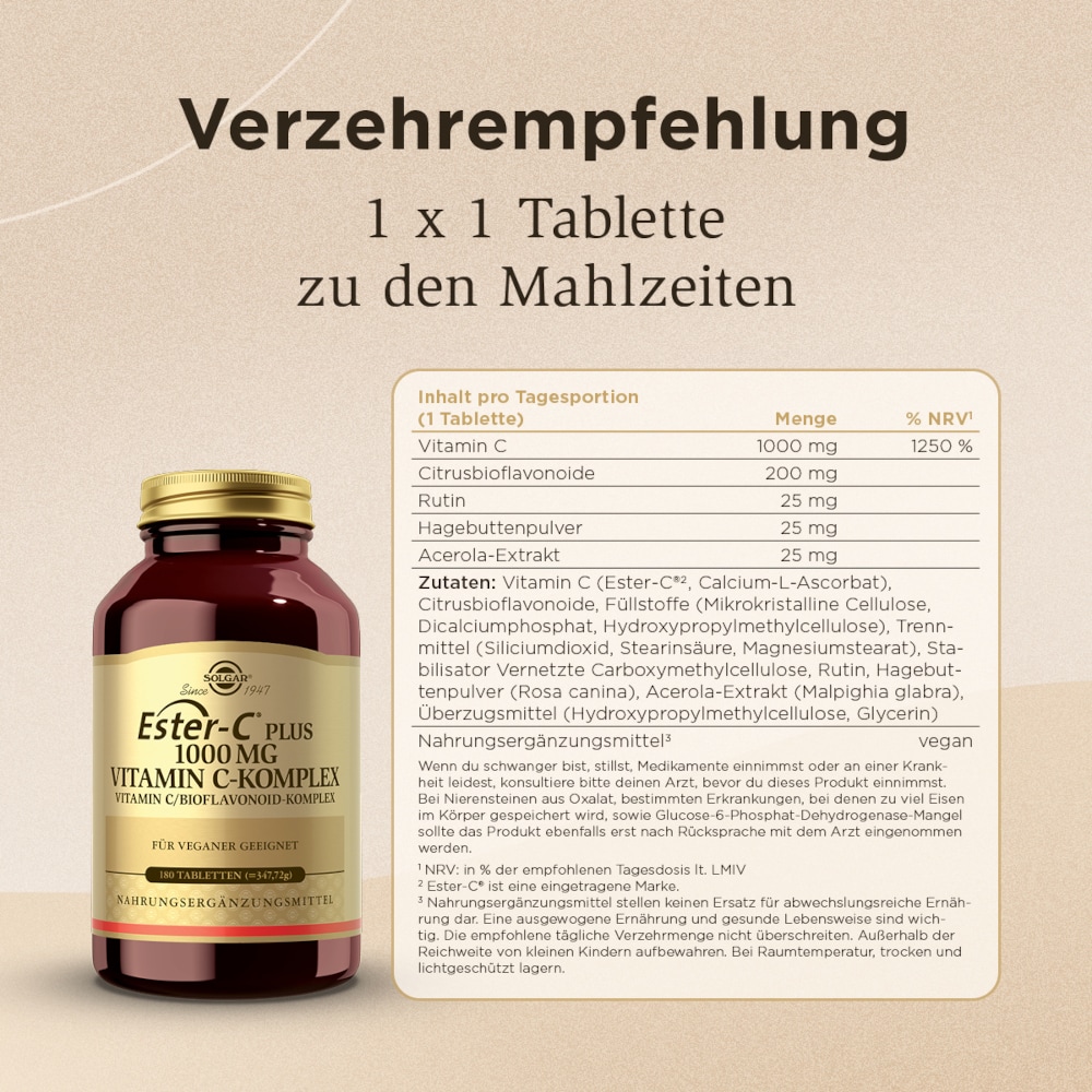 SOLGAR ESTER-C PLUS 1000MG VITAMIN C-KOMPLEX 180 St Tabletten