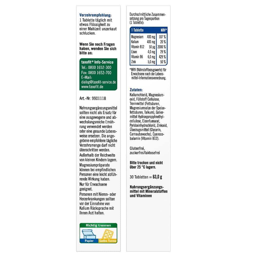 taxofit Magnesium 400 + Kalium 30 St Tabletten