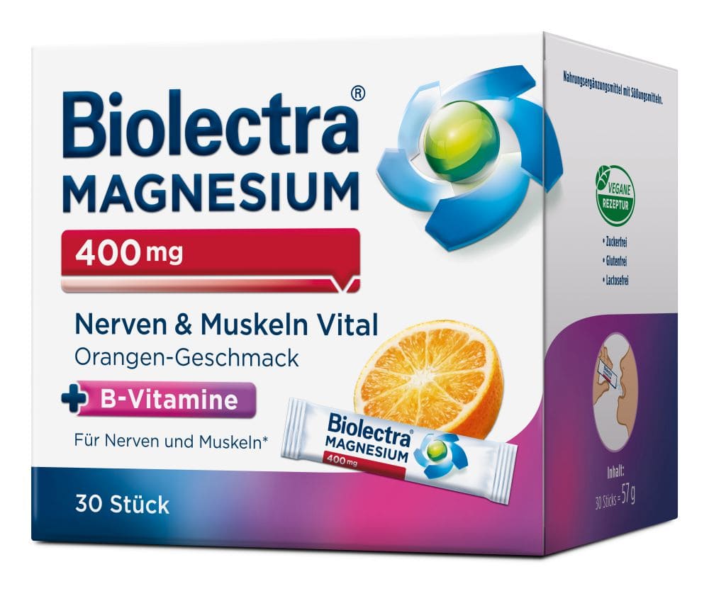 Biolectra MAGNESIUM 400mg Nerven & Muskeln Vital Orange 30 St Pellets