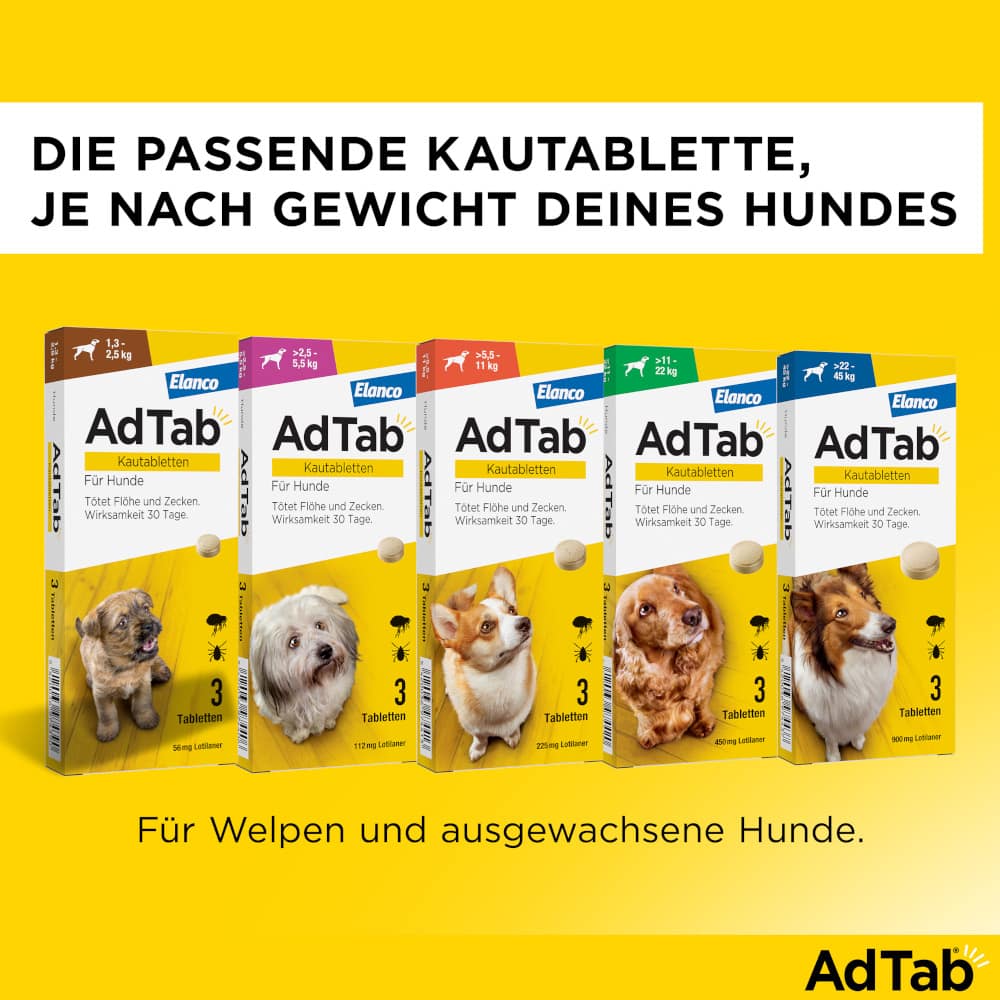 AdTab Kautabletten 900mg für Hunde 22-45 kg Elanco 3 St Kautabletten
