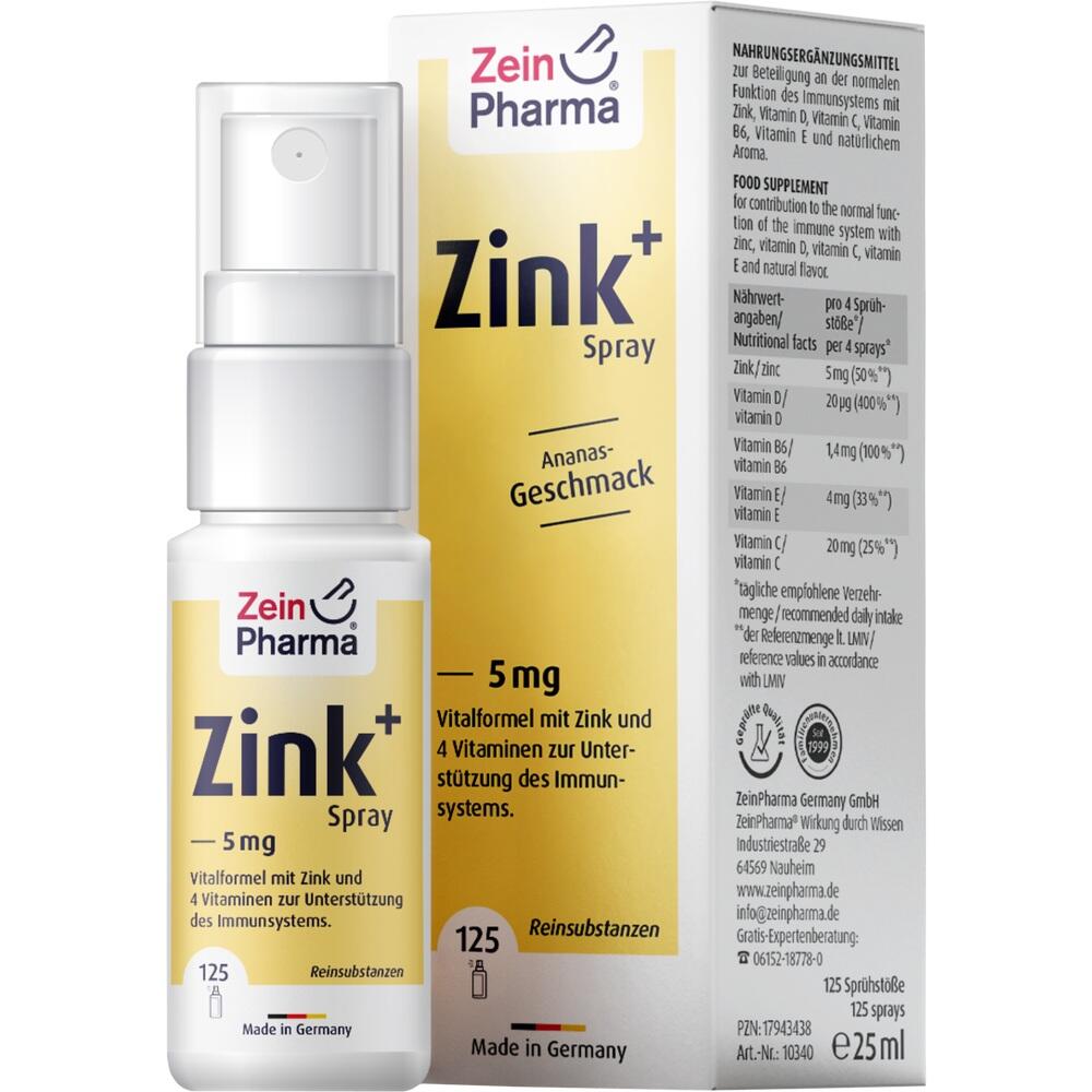 Zein Pharma Zink + Spray Ananas Geschmack 5 mg 25 ml Spray