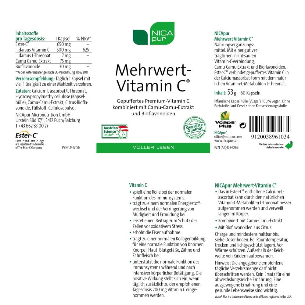 NICApur Mehrwert Vitamin C 60 St Kapseln