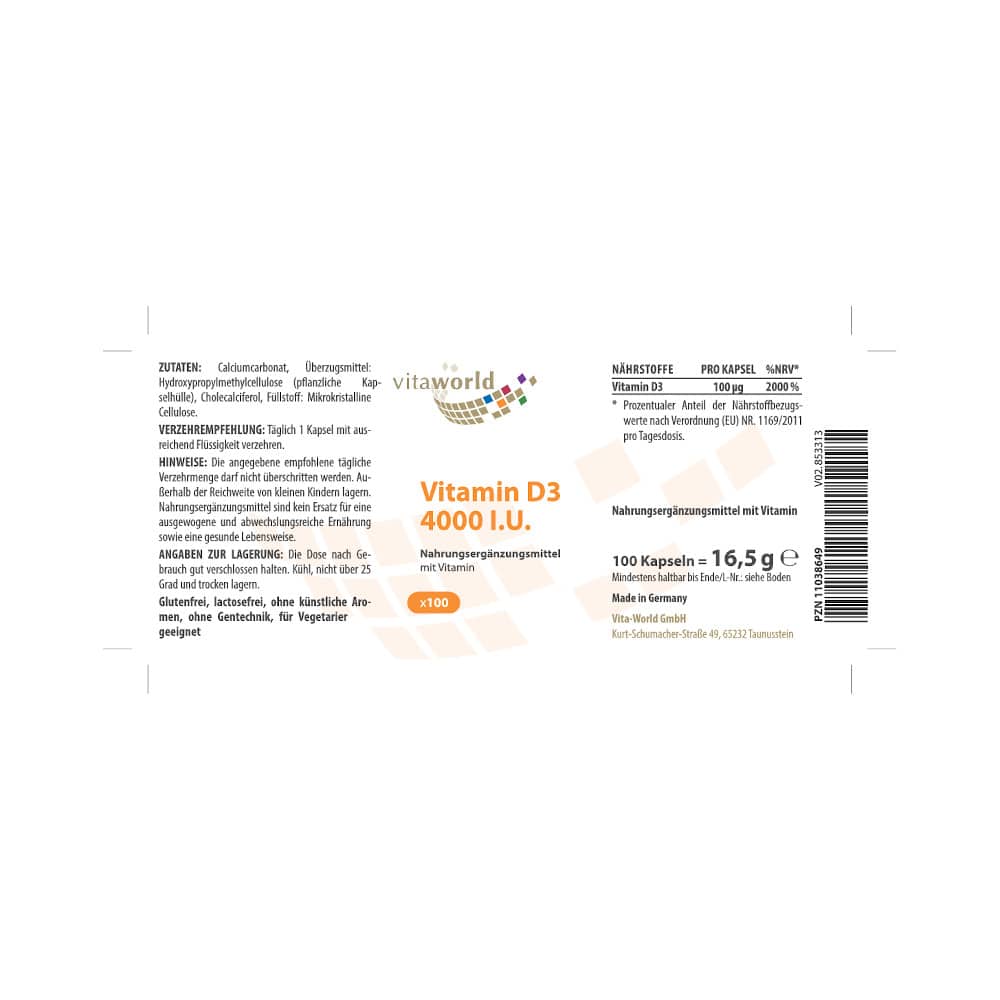Vitamin D3 4000 IU 100 St Kapseln